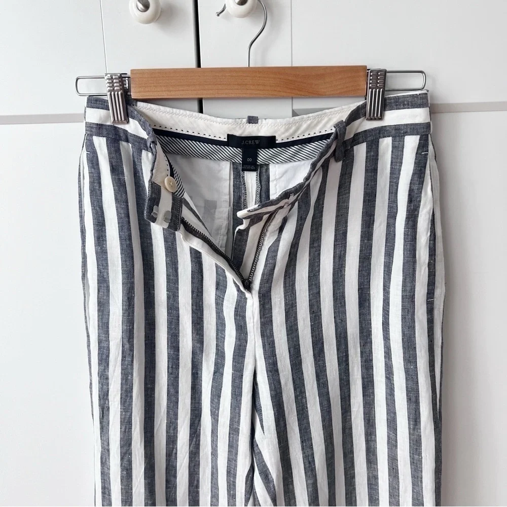 J.Crew Cropped Pants in Striped Linen sz. 00